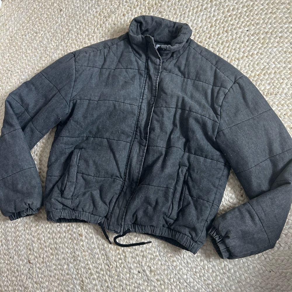 Jacket coat women’s west of Melrose M dark jersey zip up bomber style